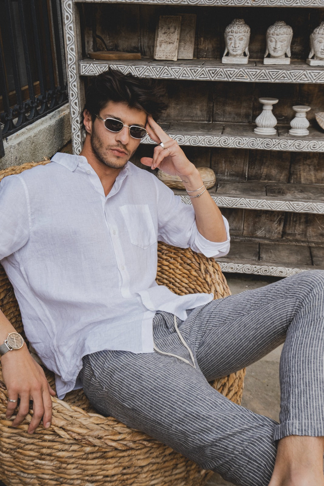 striped linen pants