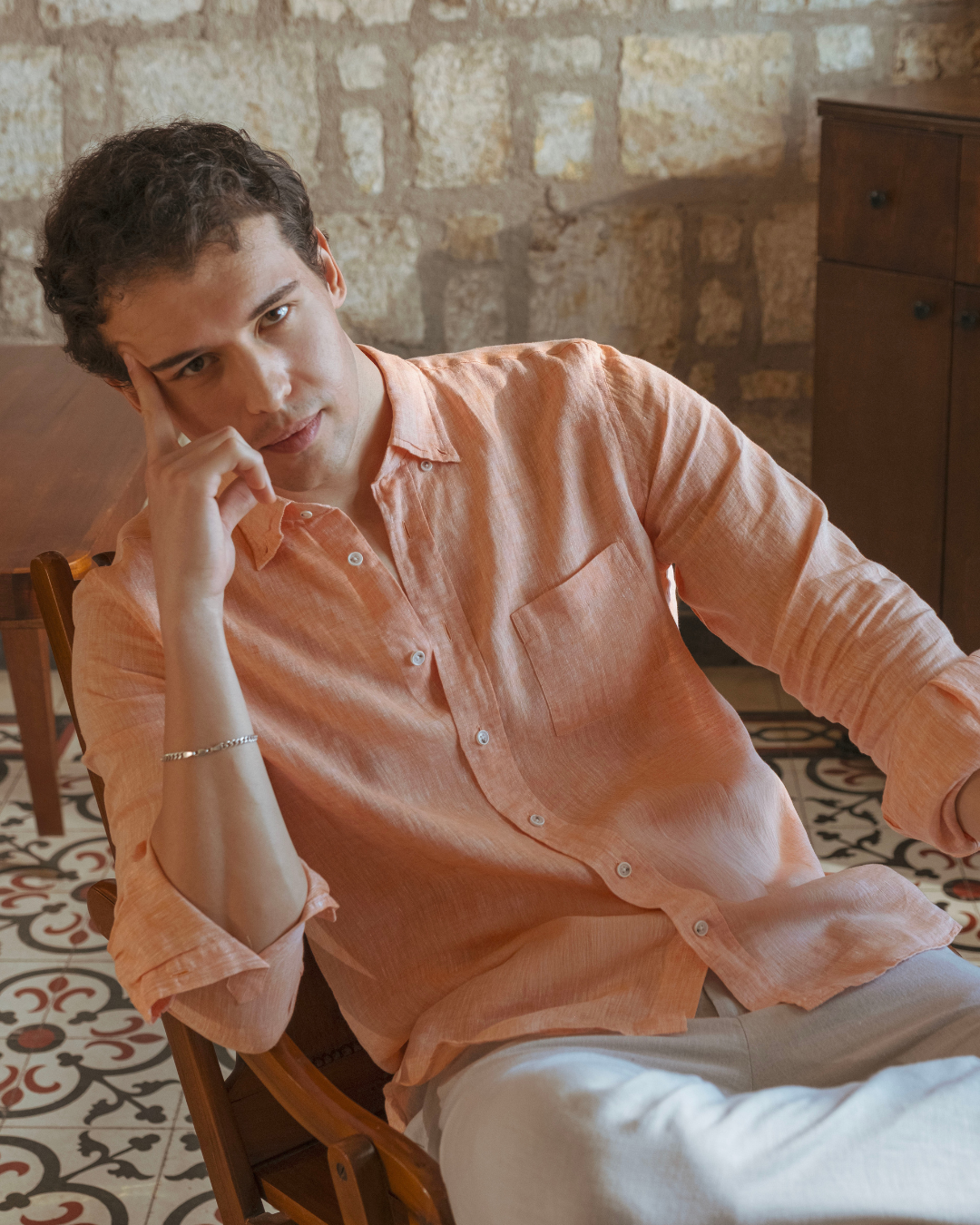 Peach Fuzz Linen Shirt