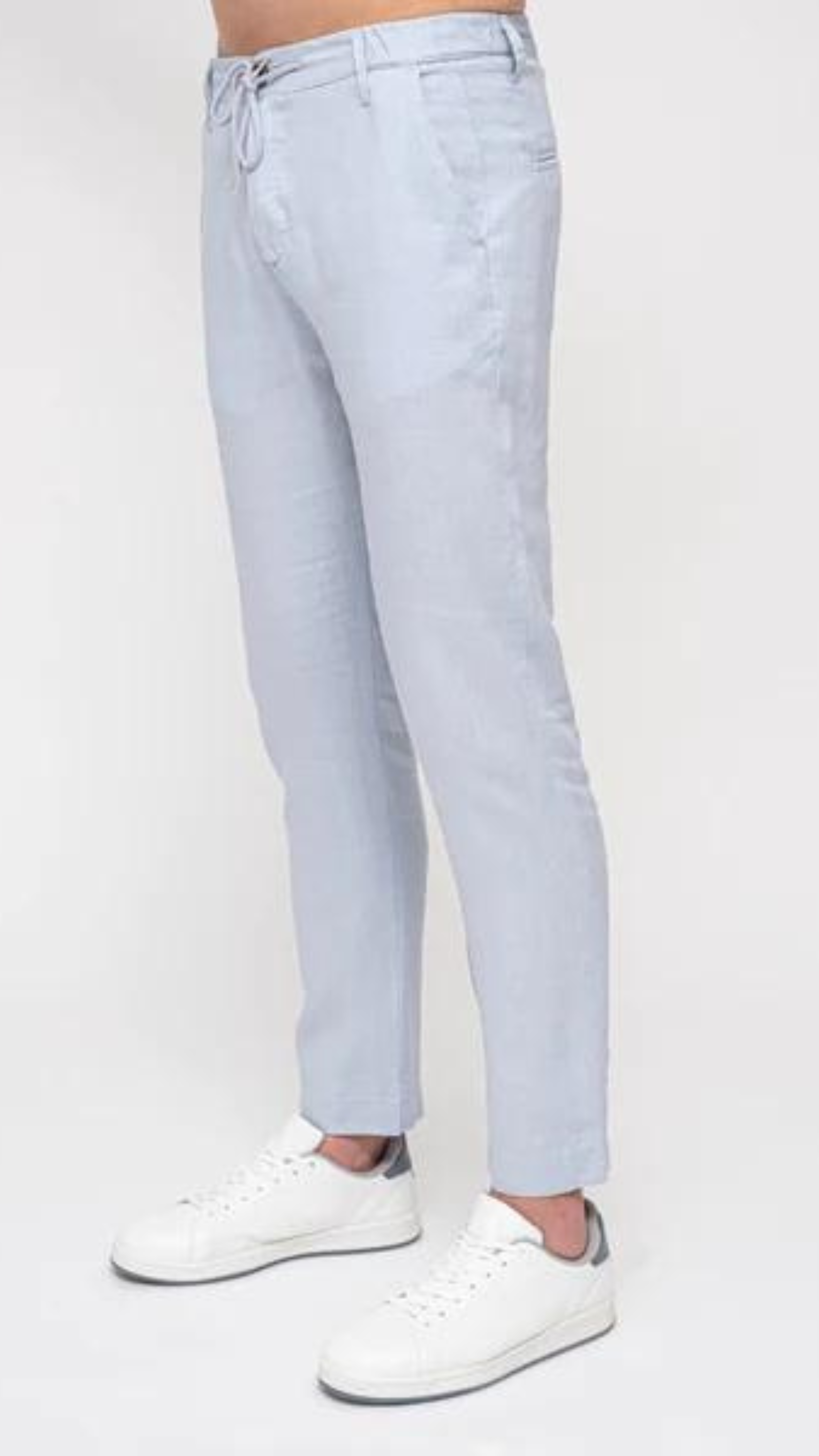 Mens Light Sky Blue Tapered 100 Linen Pants Ultra Slim Fit