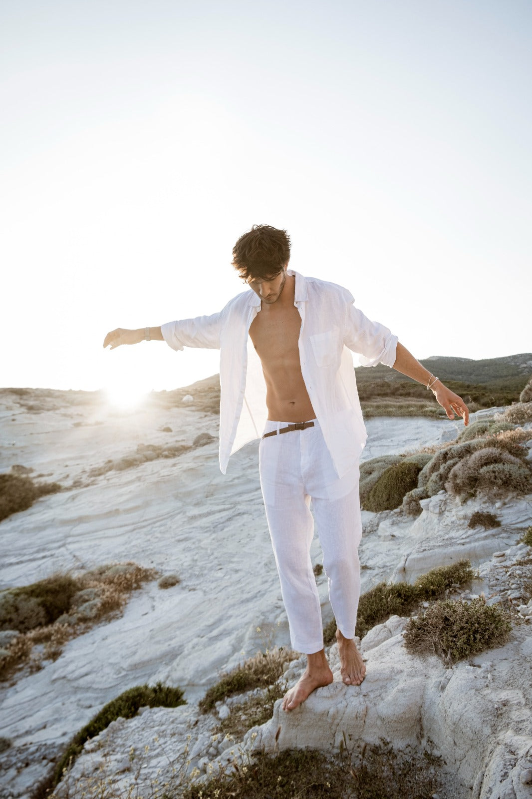 white linen pants