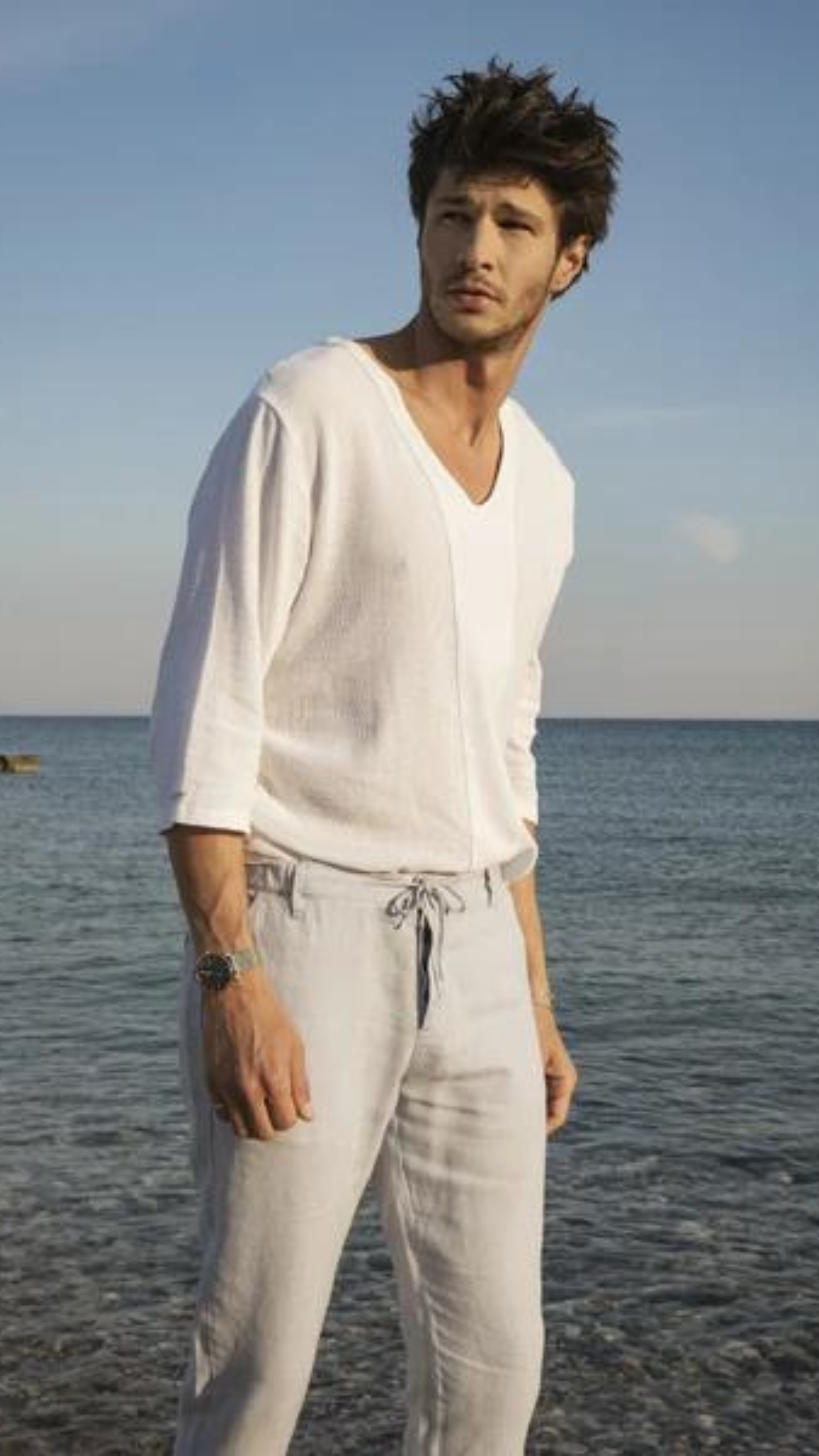 Mens Light Sky Blue Tapered 100 Linen Pants Ultra Slim Fit