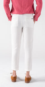 White Mens 100 Linen Beach Tapered Pants Trousers Slim Fit