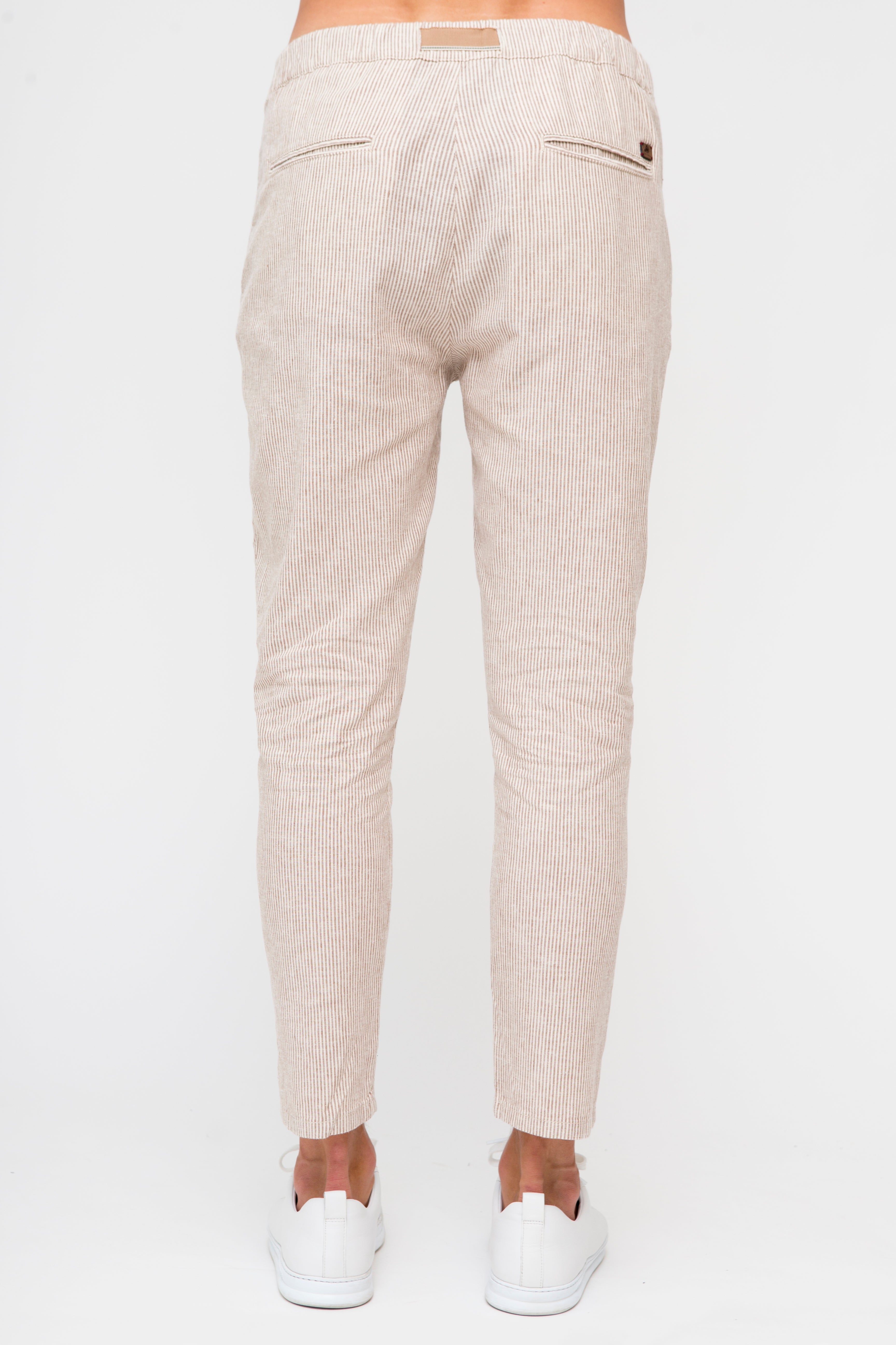 Beige Brown Tapered Striped Mens Linen Trousers Pants Relaxed Fit Seer new cholp Cholp [focus_keyword]